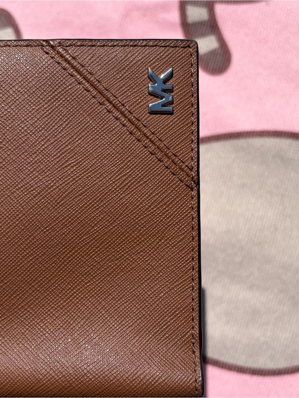 Michael Kors Brown Saffiano Leather Men's Bifold Wallet with Silver MK Logo